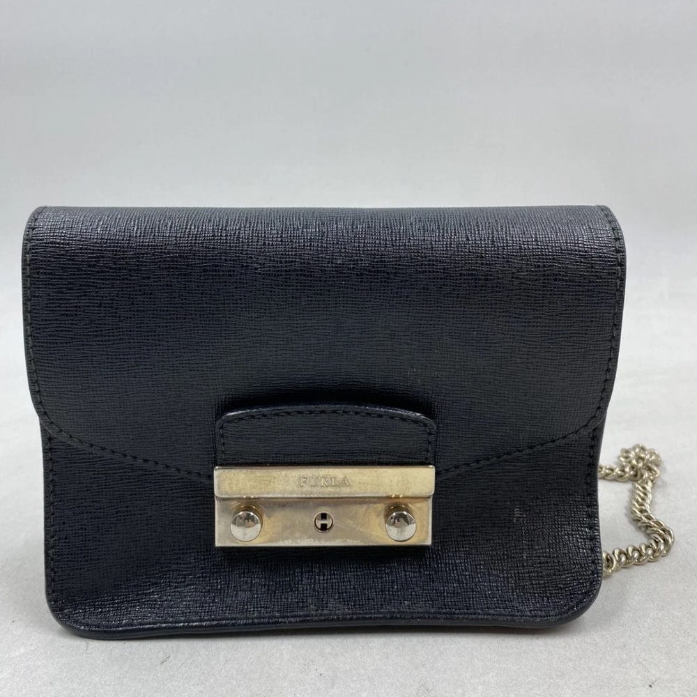 Black Furla Leather Julia Mini Crossbody Bag Saffiano Leather